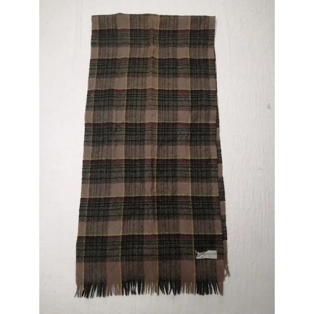 Vintage Burdines German Scarf Plaid Brown Black Red 11.5